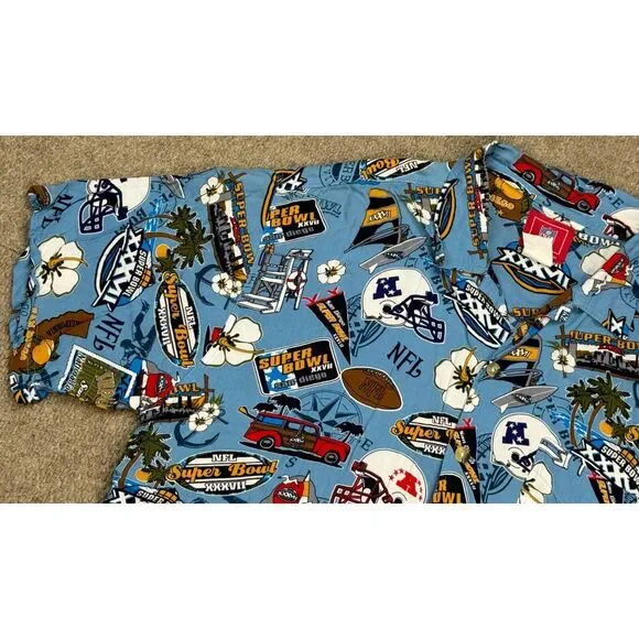 NFL Vintage Superbowl XXXVII Button Up Short Sleeve‎ Hawaiian Shirt Size Large - Picture 3 of 12